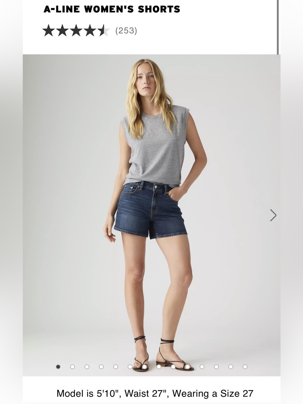 Levi's Dark Blue Denim A Line Jean Shorts